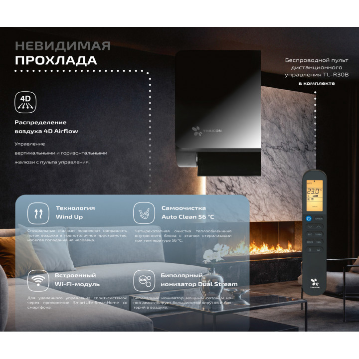Инверторный настенный кондиционер Thaicon TL-RWP25-FR/TL-ROP25-FR